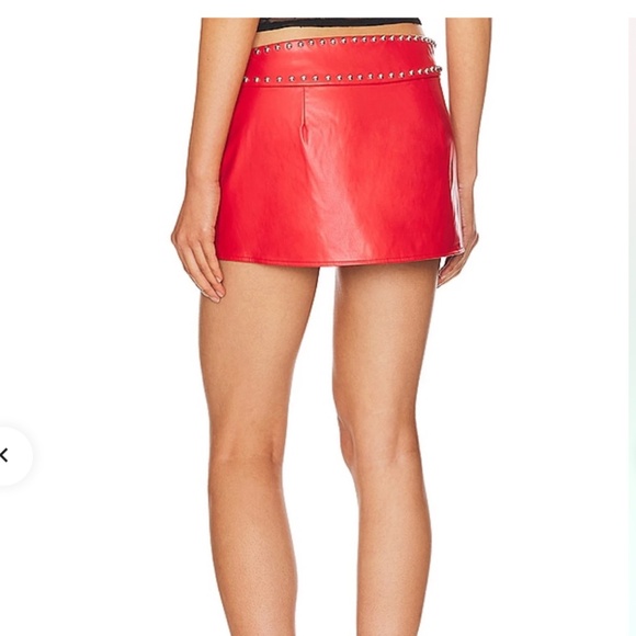 Miaou Red Embellished Studded Wrap Mini Skirt Size Medium Festival - Picture 4 of 15